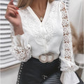 Wish Bestseller Arrival Solid Color Lace V-Neck Cardigan Women's Shirt