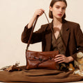 Leather Solid Color Large Capacity Shoulder Crossbody Bag