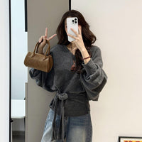 Lazy Style V-neck Batwing Sleeve Knitwear Women's Autumn And Winter