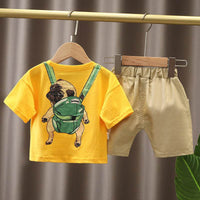 Creative Cartoon Printed Children's Short Sleeved Shorts Set