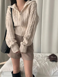 Early Sweater Coat Slim Fit Slimming V-neck Long Sleeve Top