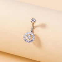 Exaggerated Personality Micro-inlaid Round Five-pointed Star Belly Button