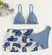 Medium And Large Children's Swimsuit Three-piece Printing