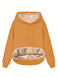 Warm Fleece Hooded Sports Sweatshirt With Pockets