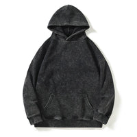 Make Old Washed Wax Printed Cotton Sweatshirt Loose Fit