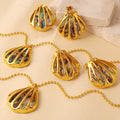 Luxury Ocean Series Beach Shell Pendant Earrings & Necklace, 18K Gold Plated Stainless Steel Jewelry