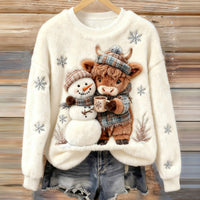 3D Digital Print Pattern Christmas Women's Flannel Sweatshirt