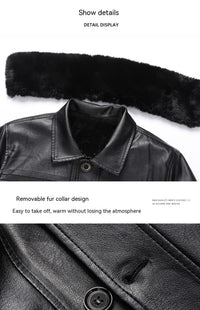 Middle-aged And Elderly Men's Leather Jacket Velvet Padded Thickened Coat Winter Leather Jacket