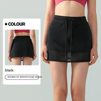 Spring And Summer Mesh Yarn False Two Pieces Sports Skirt