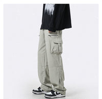 Light Green Multi-pocket Cargo Straight Loose Casual Niche Zipper Mop Pants