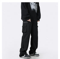 Light Green Multi-pocket Cargo Straight Loose Casual Niche Zipper Mop Pants