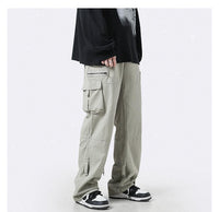 Light Green Multi-pocket Cargo Straight Loose Casual Niche Zipper Mop Pants