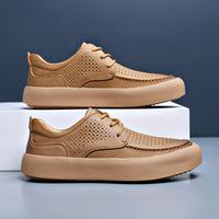 Men's Leather Flat Bottom Casual Sneakers