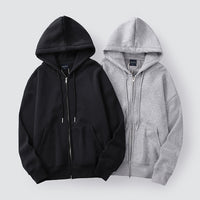 Men's Autumn And Winter Fleece Lined Padded Warm Keeping Zipper Cardigan Casual Sweatshirt