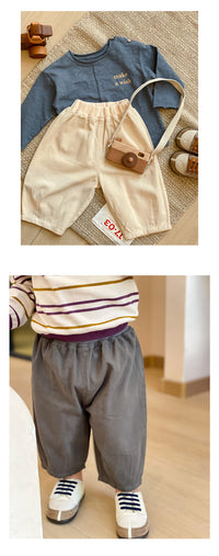 Spring And Autumn Baby Japanese Style All-matching Baby Color Ankle-tied Slacks Loose