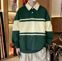 Men's Polp Collar Striped Contrast Color Sweatshirt