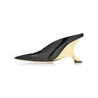 High Heel Thick Wedge Patent Leather Metal Middle Mouth Women's Large-sized Shoes
