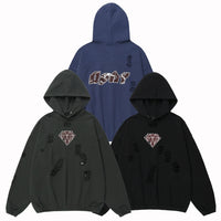 Letter Crack Printed Hooded Men's Sweater