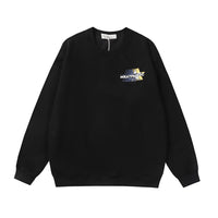 Street Fashion Loose Five-pointed Star Printing Fleece-lined Crew Neck Sweater
