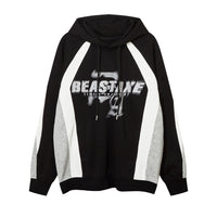 European And American Style Color Contrast Patchwork Brushed Hoody