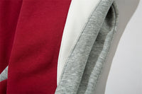 European And American Style Color Contrast Patchwork Brushed Hoody