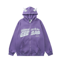 Letter Patch Leisure Velvet Padded Hooded Sweatshirt