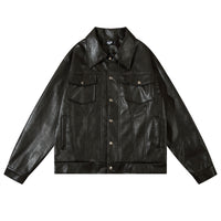 Lapel PU Leather Coat Men's Spring And Autumn