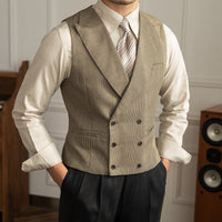 Double Breasted Casual Wedding Houndstooth Waistcoat