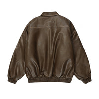 Distressed Biker's Leather Jacket Men's Clothing Padded Lapel