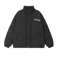 Letter Embroidered Stand Collar Cotton-padded Jacket Men's Warm