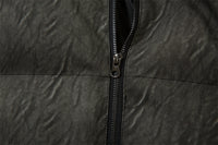 Letter Patch Embroidered Leather Coat For Men