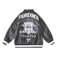 Flower Letter Printing Motorcycle Jacket Men