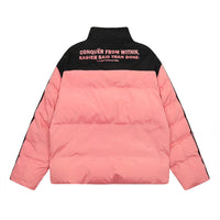Men's Color Contrast Patchwork Stand Collar Bread Cotton-padded Jacket