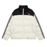 Men's Color Contrast Patchwork Stand Collar Bread Cotton-padded Jacket