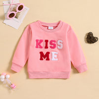 Girls' Letter Towel Embroidered Sweater