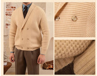 Knitted Coat Green Collar Double Breasted Sweater