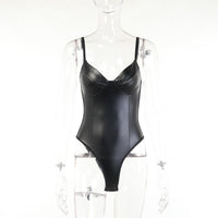 Sling Waist Slimming PU Stitching Women's Jumpsuit Small Vest For Women