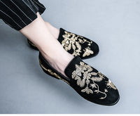 Men's Embroidery Fashion Embroidery Business Leather Shoes
