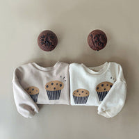 Small Cake Printed Fleece Casual Sweatshirt