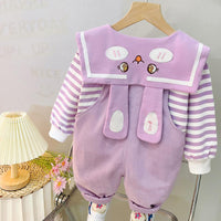 Baby Girl's Suspender Suit Spring And Autumn Western Style Cute Clothes