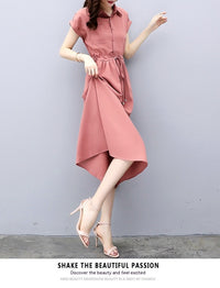 Waist-tight Slimming Elegant Long Dress Casual Polo Shirt Skirt