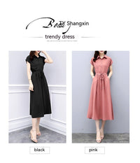 Waist-tight Slimming Elegant Long Dress Casual Polo Shirt Skirt