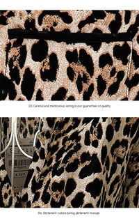 Casual Chiffon Shirt Women's Leopard Print Pattern Anti-DDoS Stand Collar Shirt