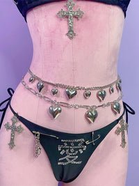 Asian Culture Love Phants Zipper Skirt Chain Waist Chain