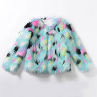 Fox fur round collarless short coat