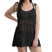Loose-fit Strappy Hollow-out Beach Vacation Dress For Women