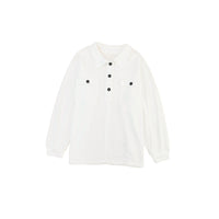 Solid Color Pullover Long Sleeve Top Women's Autumn New Button Loose Sweater Women's