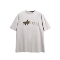 Loose Men's Clothing Small Turtleneck Crack Hand-painted Dirty Printed T-shirt