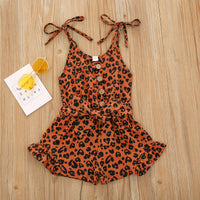 Girls Fashion Heart Print Lace-Up Sling Bodysuit