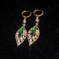 Chic Black Zircon Leaf Earrings With A Stylish Vibe